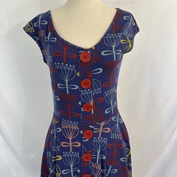 Effies Heart Dress SMALL Tulip Floral Fit Flare Pockets Retro - Picture 2 of 7